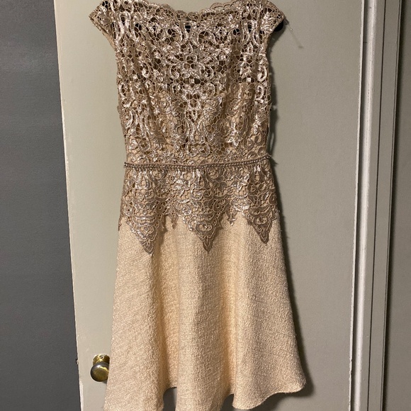 Badgley Mischka Sequin,Tweed, Blush Cocktail Dress 8 - Picture 1 of 5